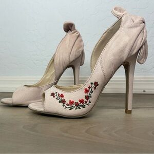 Beige peep toe high heel